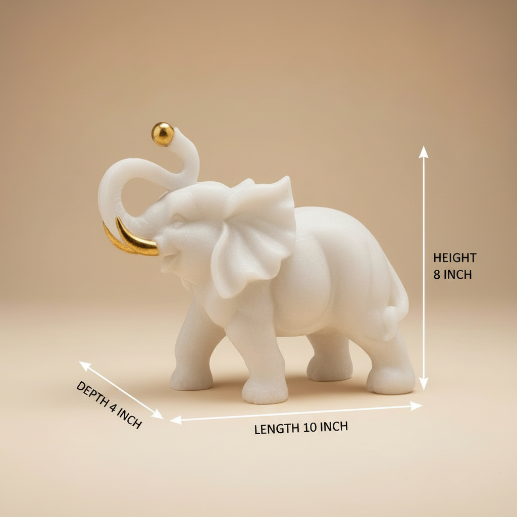 Marble Elephant Gold (Single) | 10x8x4 inch