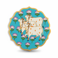 Wooden Pichwai Wall Plate | 9.5 Inches | Handpainted | Blue | Nandi