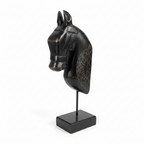Wooden Horse on Stand | Black | 33x13x6.5cm