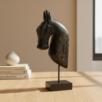 Wooden Horse on Stand | Black | 33x13x6.5cm