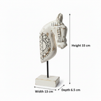 Wooden Horse on Stand | White Geometric | 33x13x6.5cm