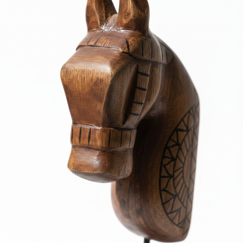 Wooden Horse on Stand | Natural | 33x13x6.5cm
