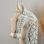 Wooden Horse on Stand | White Geometric | 33x13x6.5cm
