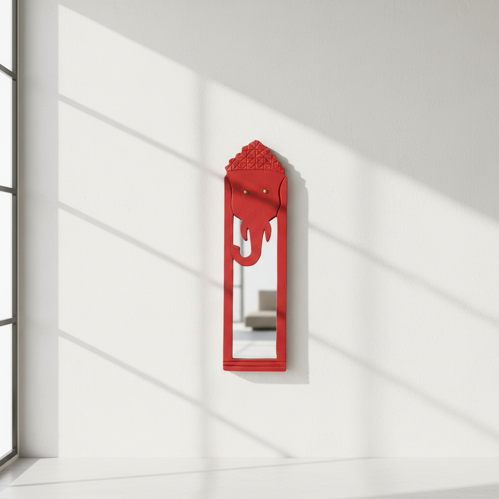 Red Elephant Mirror | 52x14.5x2.5cm