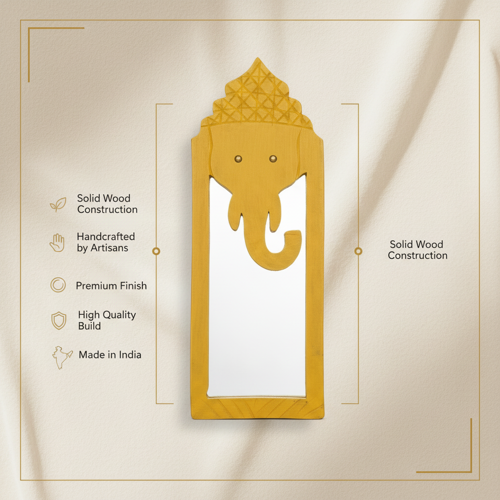 Yellow Elephant Mirror | 46x17x3cm