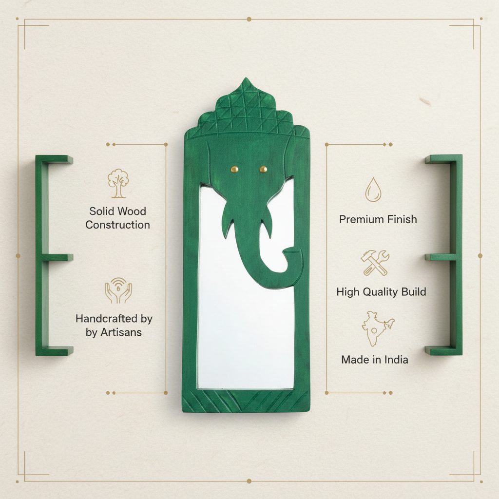 Green Elephant Mirror | 44x16x2.5cm