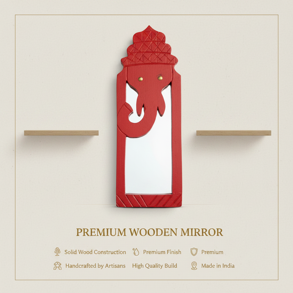 Red Elephant Mirror | 39x14x2.5cm