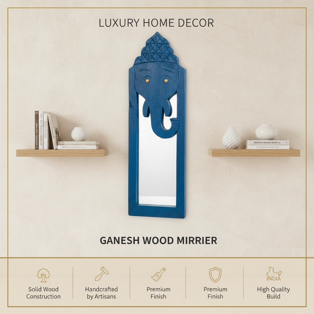 Blue Elephant Mirror | 46x14.5x2.5cm