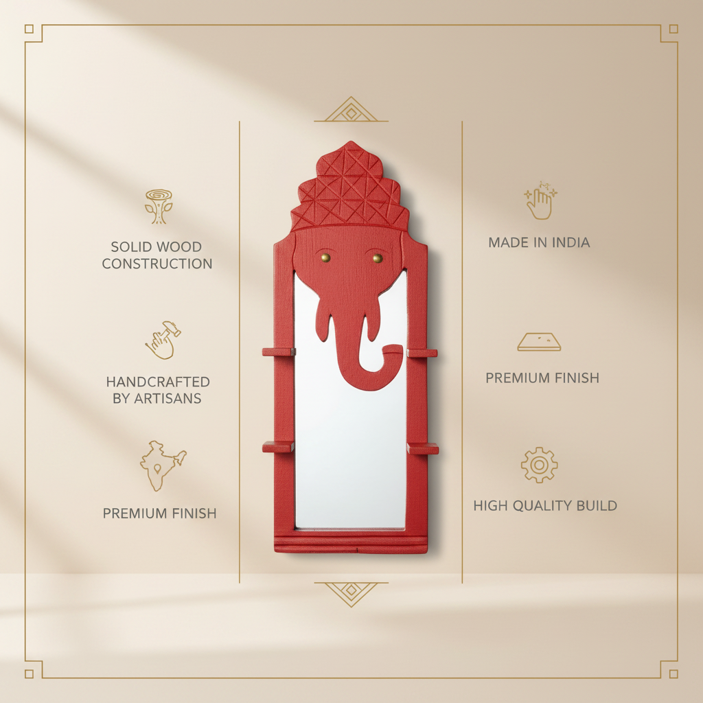 Red Elephant Mirror | 43x17x2.5cm
