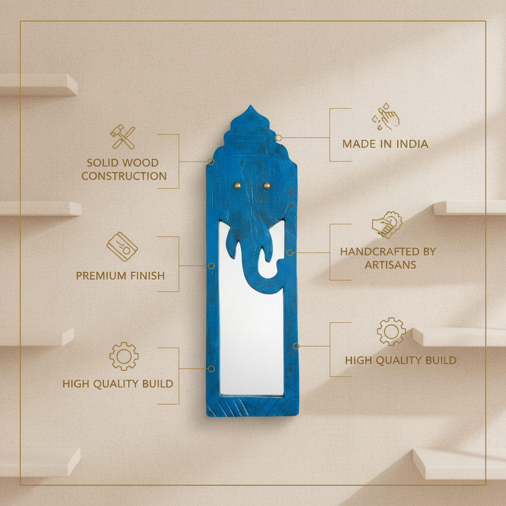 Blue Elephant Mirror | 45x14x2.5cm