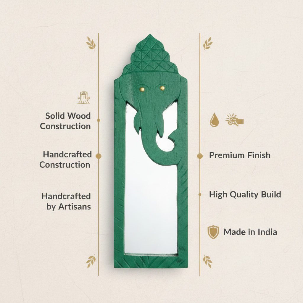 Green Elephant Mirror | 45x14x2.5cm