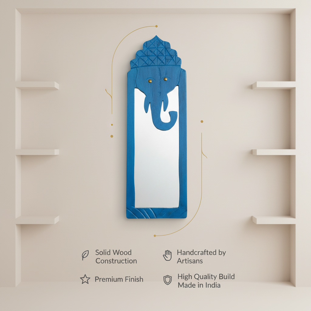 Blue Elephant Mirror | 50x16.5x2.5cm
