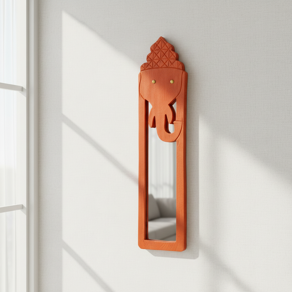 Red Elephant Mirror | 53x12.5x2.5cm