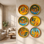 Wooden Ramayana Wall Plate | Ram, Laxman & Hanuman ji | 10 Inches | Handpainted