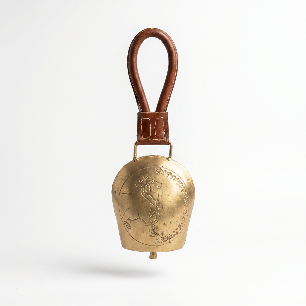 Cow Bell Brass Finish | Nandi Ji motif | 11 inches