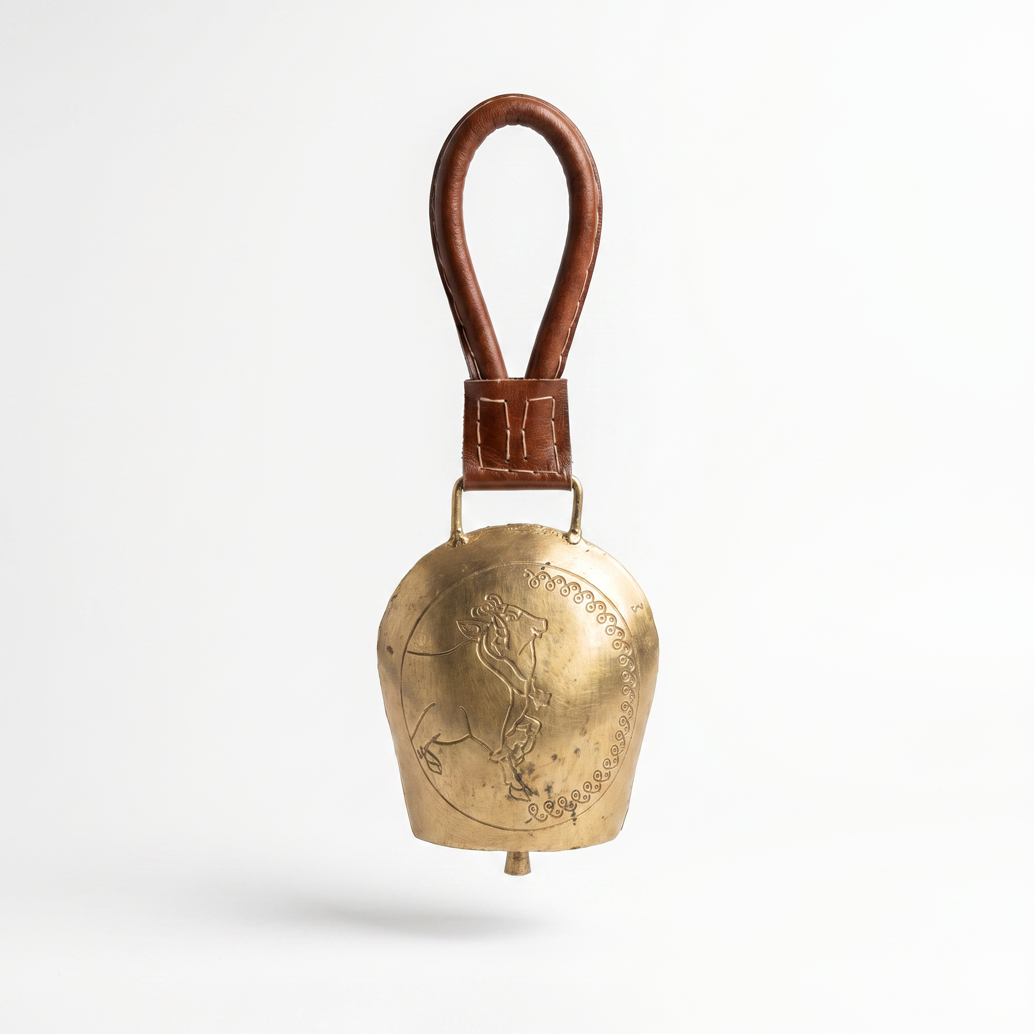 Cow Bell Brass Finish | Nandi Ji motif | 11 inches