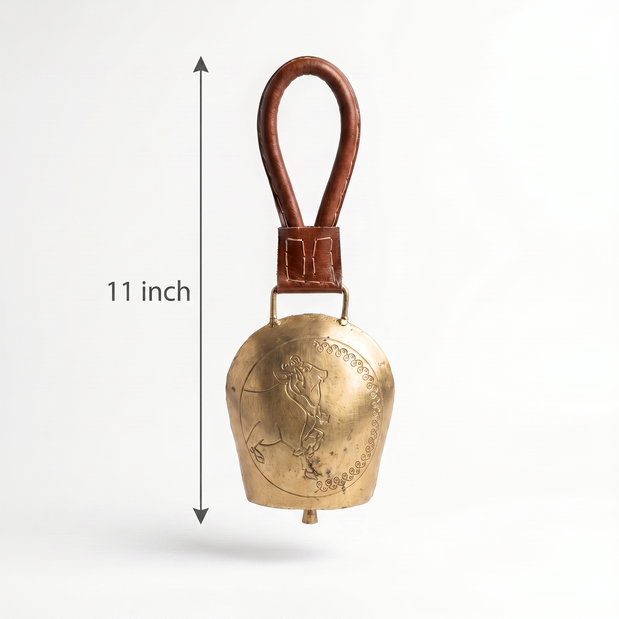 Cow Bell Brass Finish | Nandi Ji motif | 11 inches