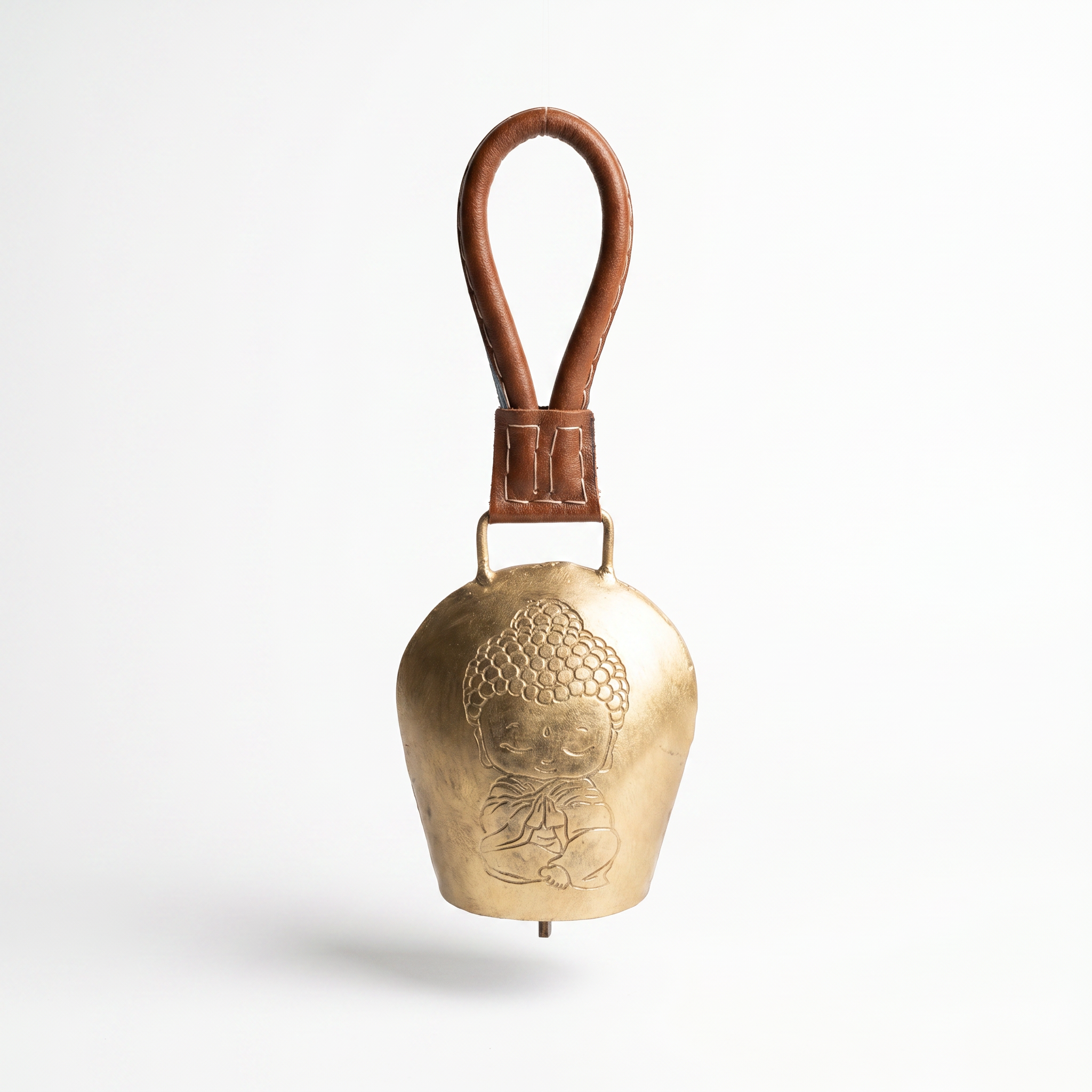 Cow Bell Brass Finish | Buddha motif | 11 inches