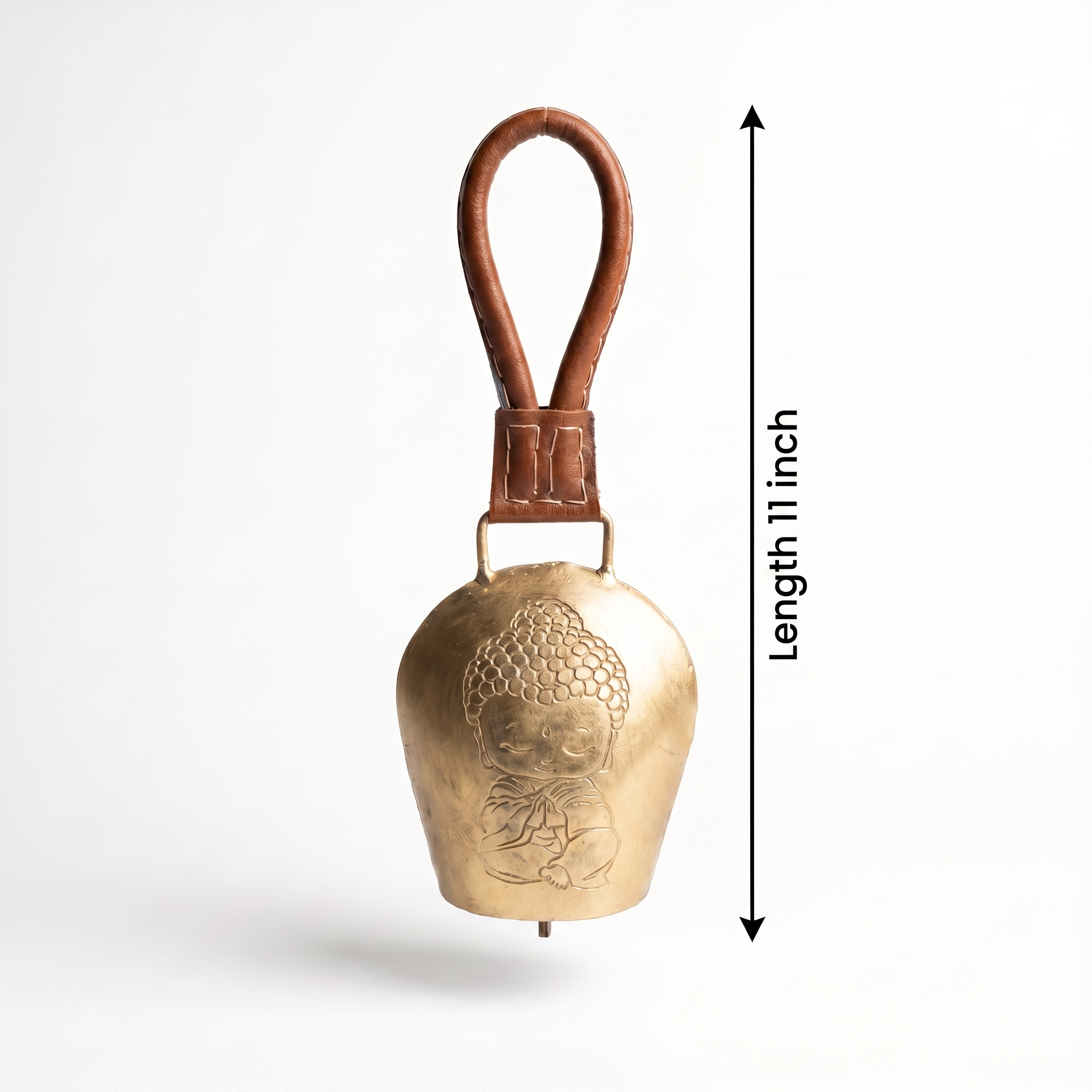 Cow Bell Brass Finish | Buddha motif | 11 inches