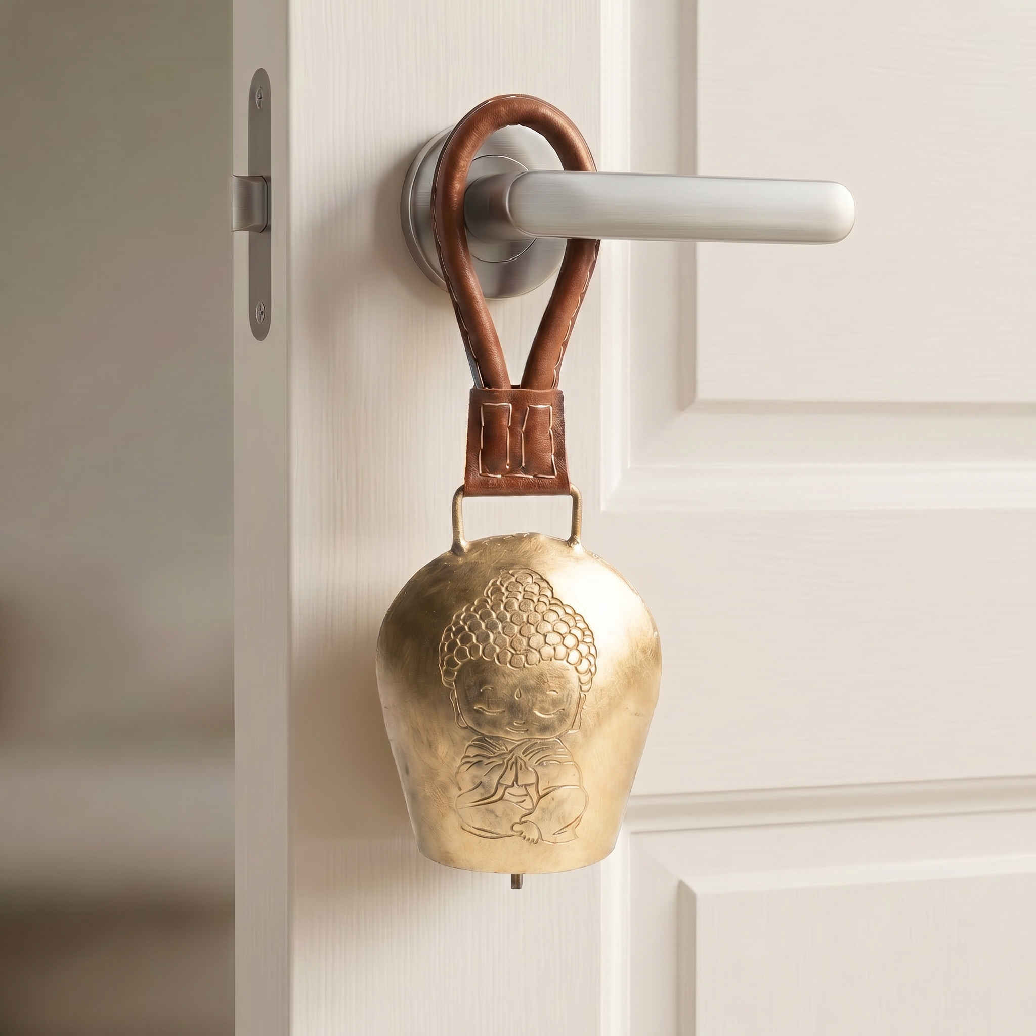Cow Bell Brass Finish | Buddha motif | 11 inches