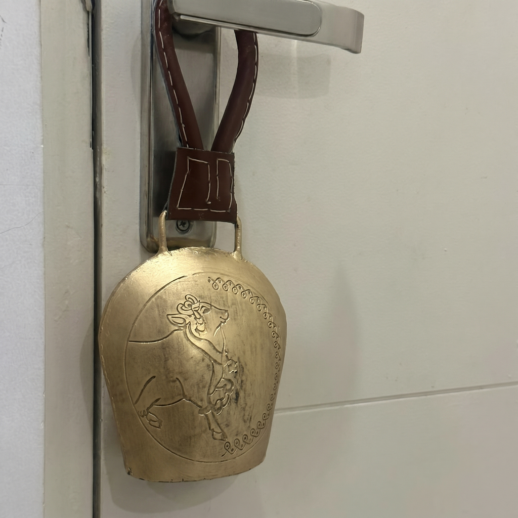 Cow Bell Brass Finish | Nandi Ji motif | 11 inches