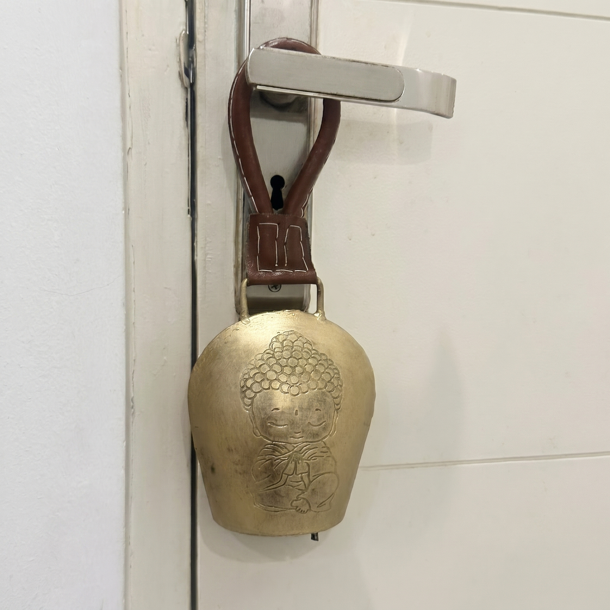 Cow Bell Brass Finish | Buddha motif | 11 inches