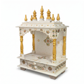Wooden Mandir | White & Gold | 38x55x20 cm