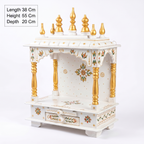 Wooden Mandir | White & Gold | 38x55x20 cm