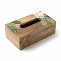 Handpainted Tissue Box | White Flower Motif | 23x13x8 cm