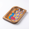 Peacock Handpainted Wooden Platter | Small | 22x15x3cm
