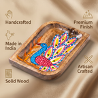 Peacock Handpainted Wooden Platter | Small | 22x15x3cm