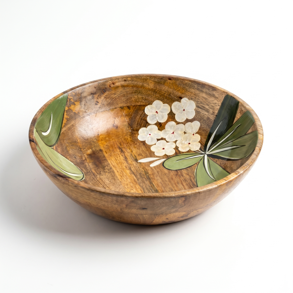 Handpainted Salad bowl | Laquer Finished | 25x25x4.5cm