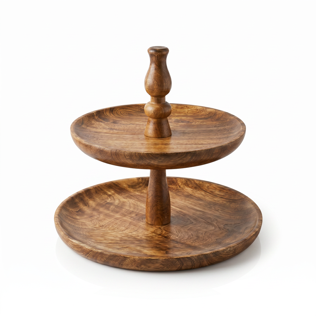 Wooden 2 tier Cake Stand | 25x25x24cm