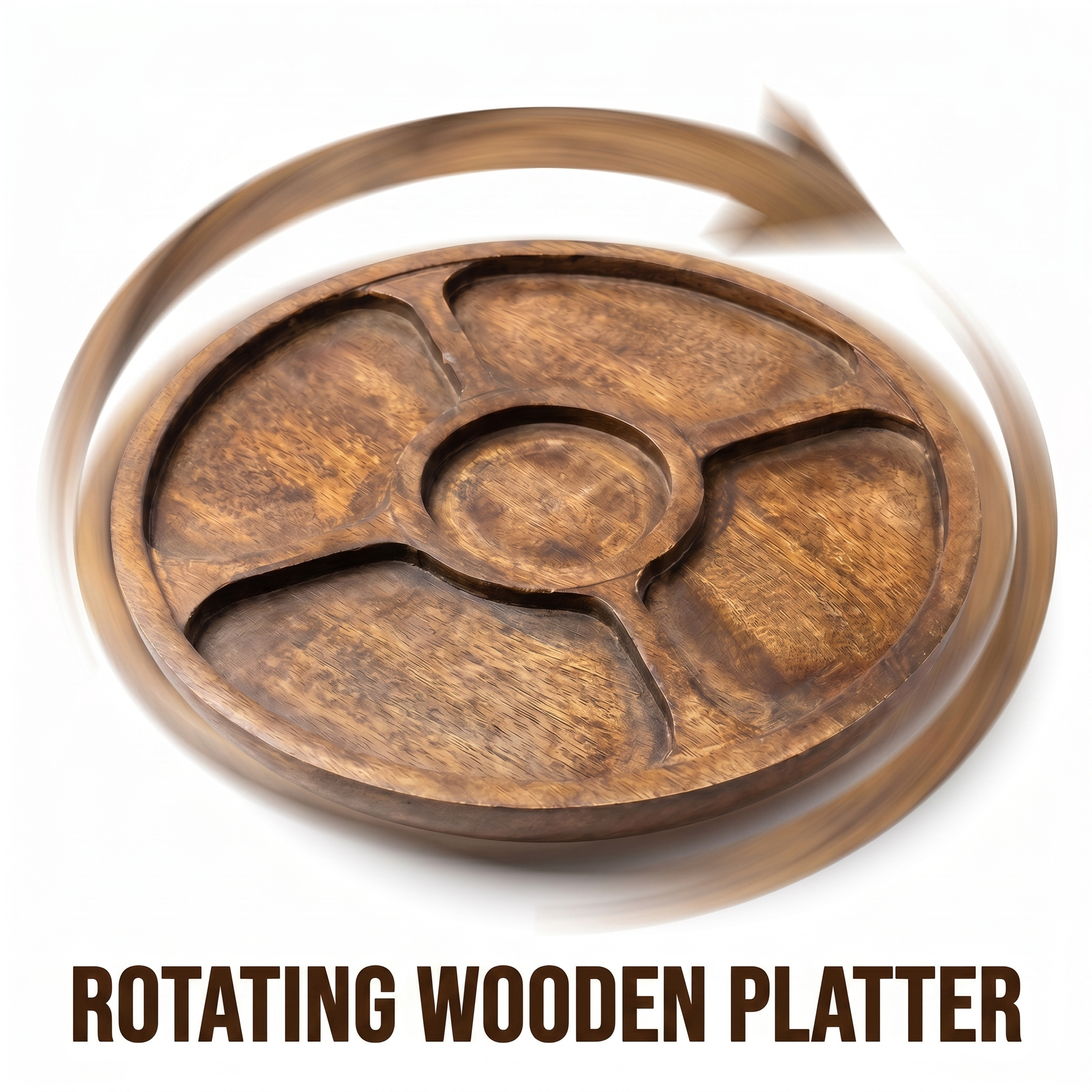 Rotating Wooden Platter | 30x30x6 cm