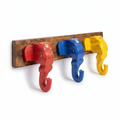 Wooden Elephant Keychain Holder | Brown Base | 7x17x3 Inch | Assorted Colours