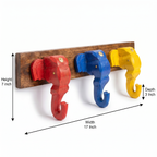 Wooden Elephant Keychain Holder | Brown Base | 7x17x3 Inch | Assorted Colours