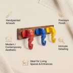 Wooden Elephant Keychain Holder | Brown Base | 7x17x3 Inch | Assorted Colours