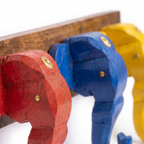 Wooden Elephant Keychain Holder | Brown Base | 7x17x3 Inch | Assorted Colours
