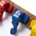 Wooden Elephant Keychain Holder | Brown Base | 7x17x3 Inch | Assorted Colours