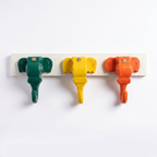 Wooden Elephant Keychain Holder | White Base | 7x17x3 Inch | Assorted Colours