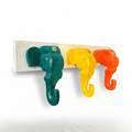 Wooden Elephant Keychain Holder | White Base | 7x17x3 Inch | Assorted Colours