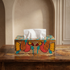 Handpainted Tissue Box | Bird Motif | 23x13x8 cm