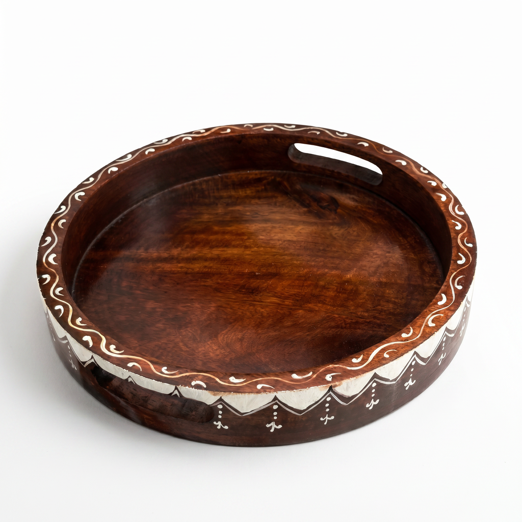Wooden Handpainted Tray | 30x30x4.5 cm