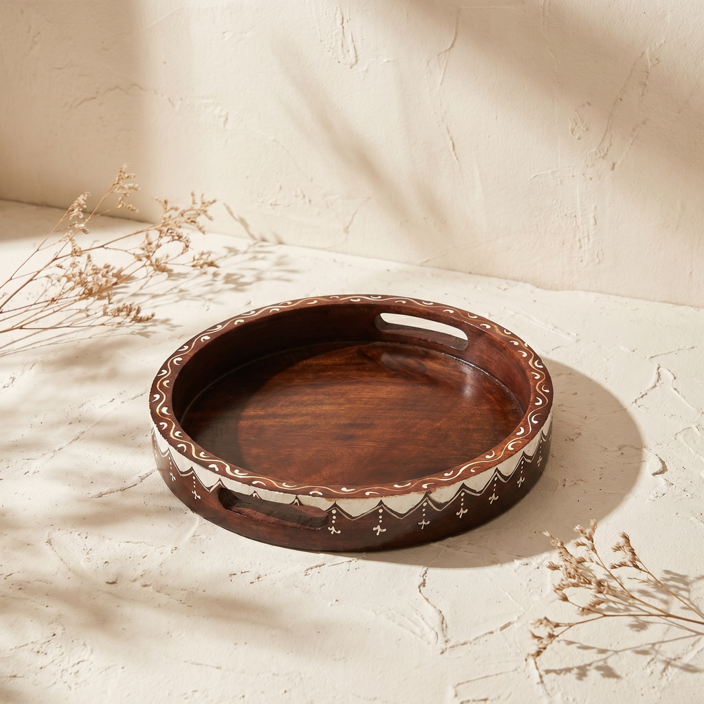 Wooden Handpainted Tray | 30x30x4.5 cm