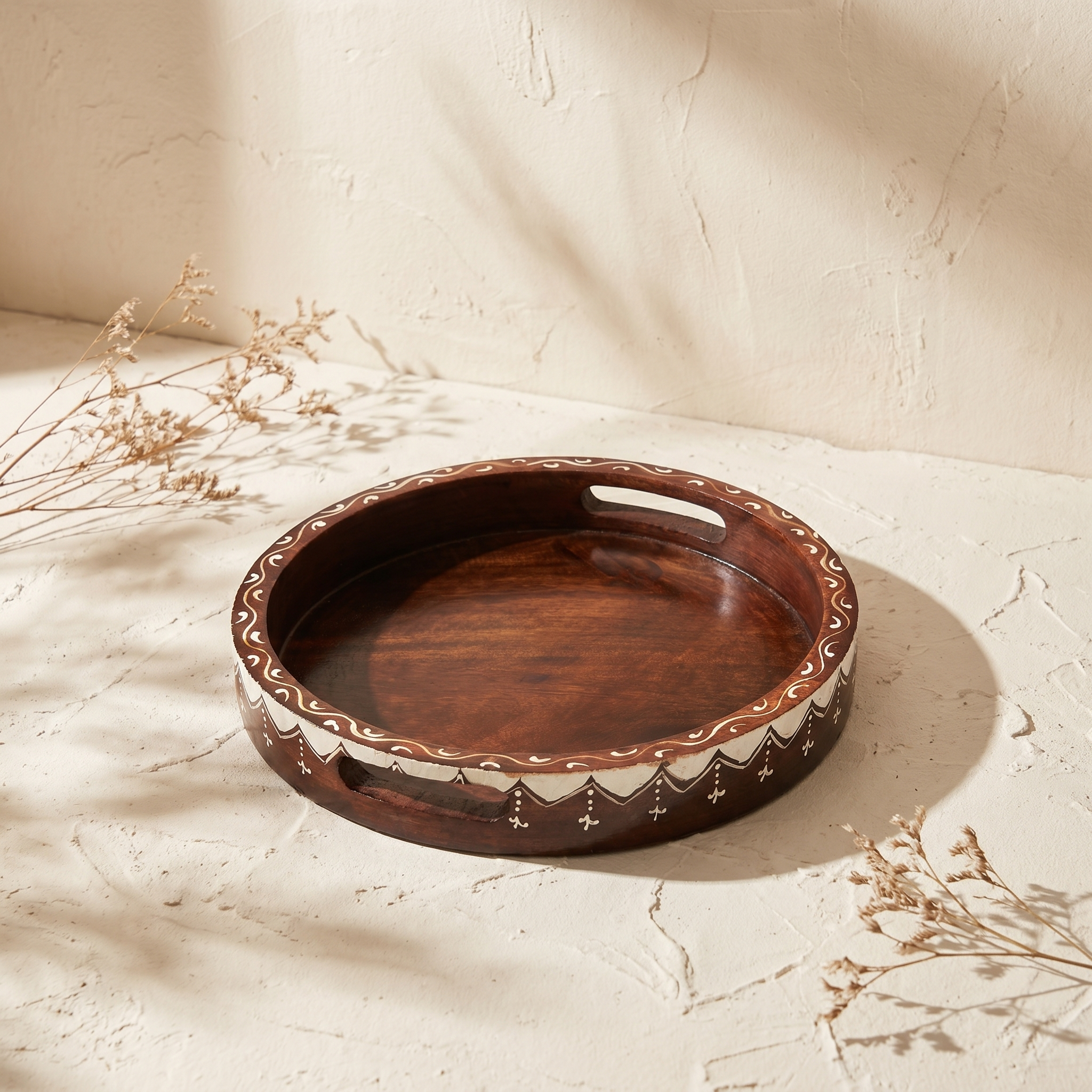 Wooden Handpainted Tray | 30x30x4.5 cm