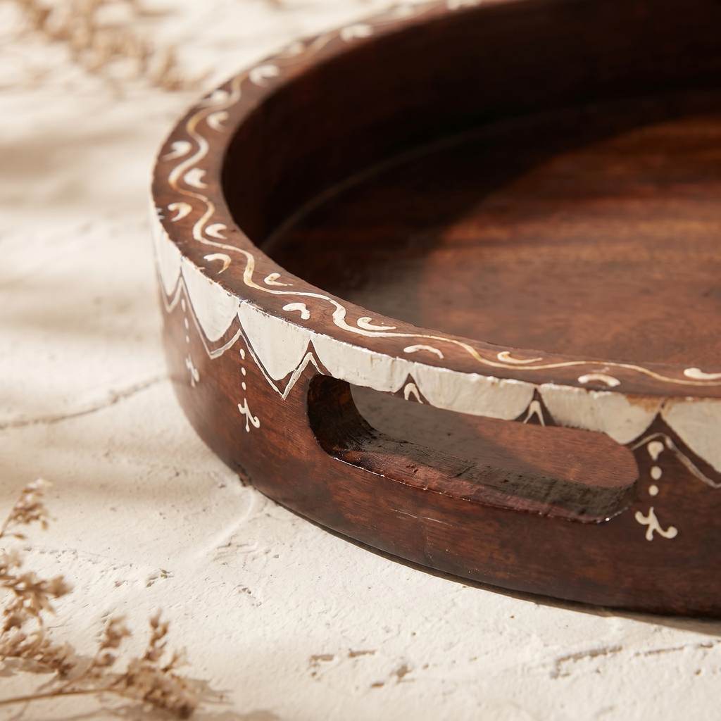 Wooden Handpainted Tray | 30x30x4.5 cm