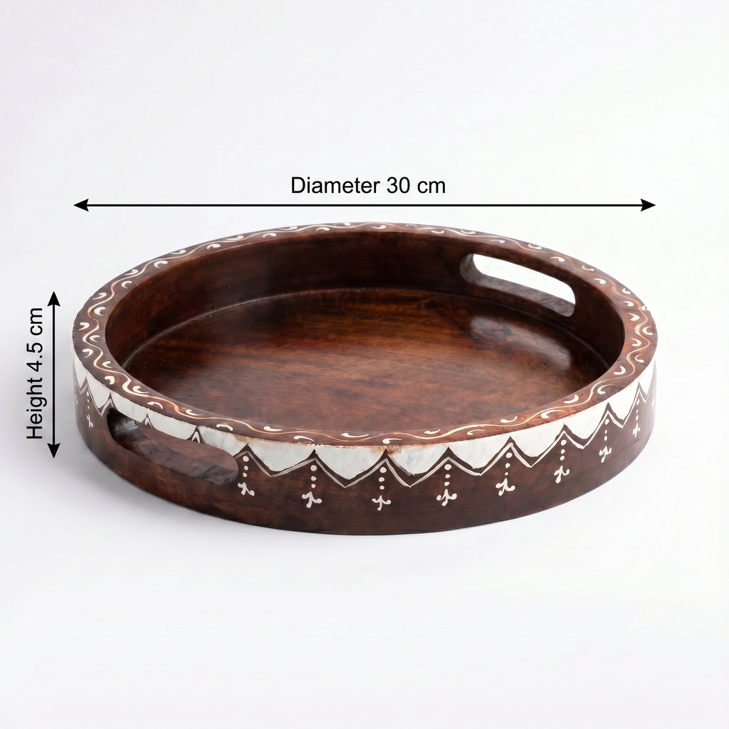 Wooden Handpainted Tray | 30x30x4.5 cm