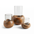 Wooden Candle Stand (Set of 3) | (S-11x10x10cm, M-14x11x11cm, L-22x15x15cm)
