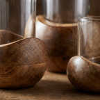 Wooden Candle Stand (Set of 3) | (S-11x10x10cm, M-14x11x11cm, L-22x15x15cm)