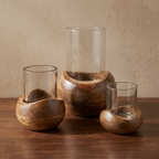 Wooden Candle Stand (Set of 3) | (S-11x10x10cm, M-14x11x11cm, L-22x15x15cm)